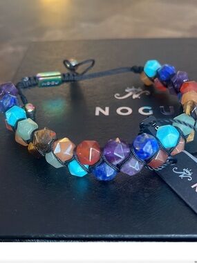NOGU Chakra Multicolor Faceted colorful stone elegant Beaded Wrap Bracelet